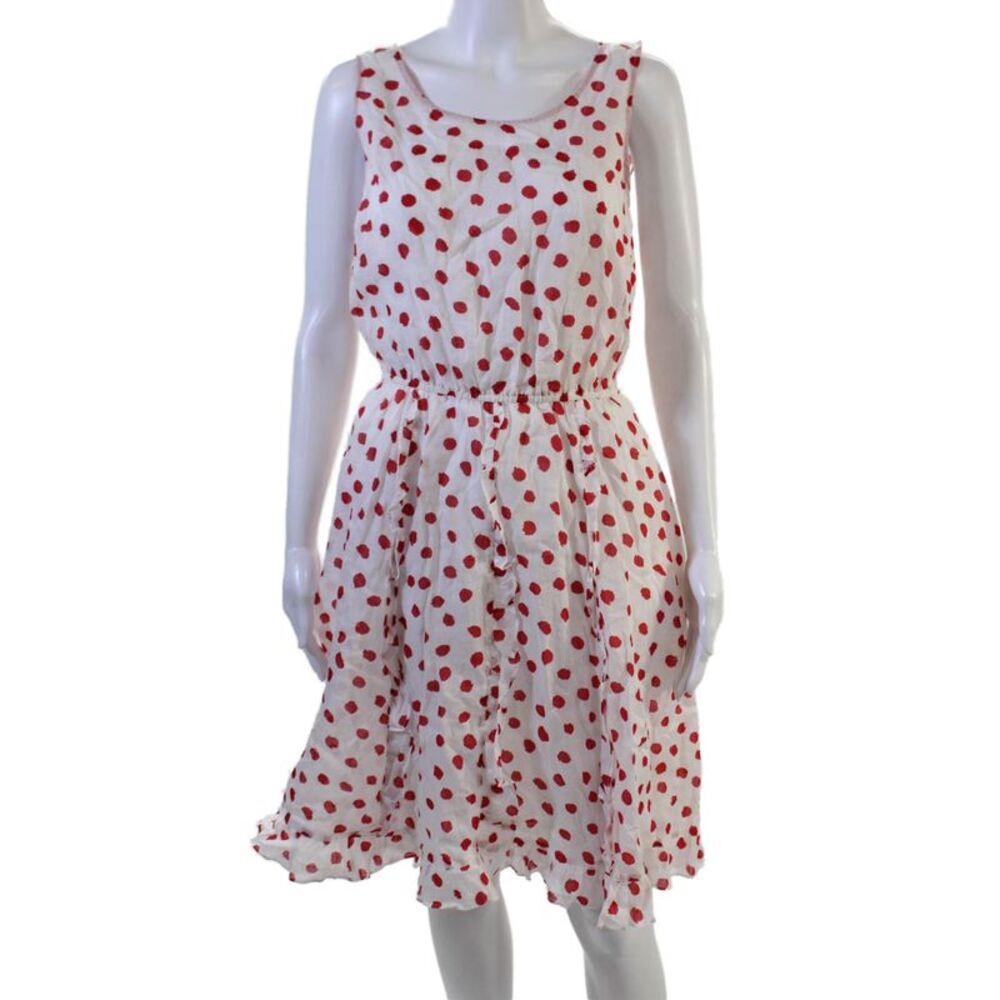 9-H15 STCL Womens Fit Flare Sundress Red Cotton Sleeveless Long Size 10